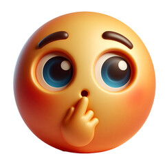 Hushed or surprised face three-dimensional emoji isolated on white background