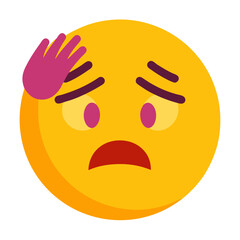 Fototapeta premium Worried Emoji Icon with Hand on Forehead Expressing Stress or Concern