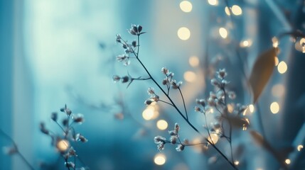 Fototapeta premium Delicate Blossoms Under Soft Blue Light