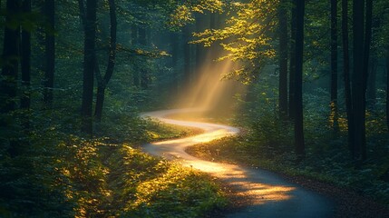 Naklejka premium Forest Path Sunlight Radiance