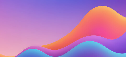 Vibrant fluid gradient wavy abstract background. Modern background featuring smooth, flowing wavy shapes in a vibrant pastel gradient of blue, purple, pink, and orange