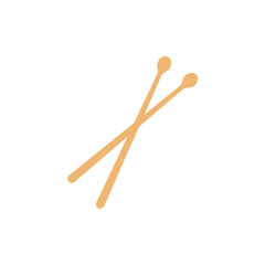 Drum sticks icon, music instrument vector illustration in trendy style.