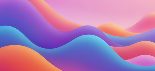 Vibrant fluid gradient wavy abstract background. Modern background featuring smooth, flowing wavy shapes in a vibrant pastel gradient of blue, purple, pink, and orange