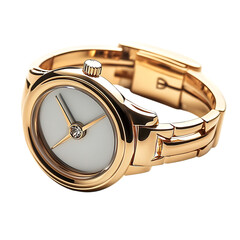 Fashionable Gold Tone Ring Watch with Minimalist Design Isolated on Transparent Background