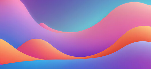 Vibrant fluid gradient wavy abstract background. Modern background featuring smooth, flowing wavy shapes in a vibrant pastel gradient of blue, purple, pink, and orange