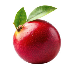 Red mango with green leaves isolated on black background juicy fruit fresh tropical isolated on transparent background