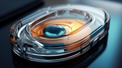 A photo of a contact lens case with solution.