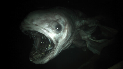 Naklejka premium gigantic horrifying deep sea creature