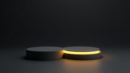 Cylindrical black and light gold podium luxury product display background 3

