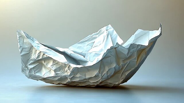 Crumpled White Paper Abstract Art