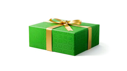 Obraz premium A green gift box with ribbon and bow, isolated on black background. Generative AI