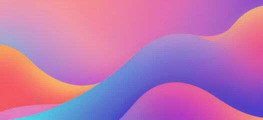 Vibrant fluid gradient wavy abstract background. Modern background featuring smooth, flowing wavy shapes in a vibrant pastel gradient of blue, purple, pink, and orange