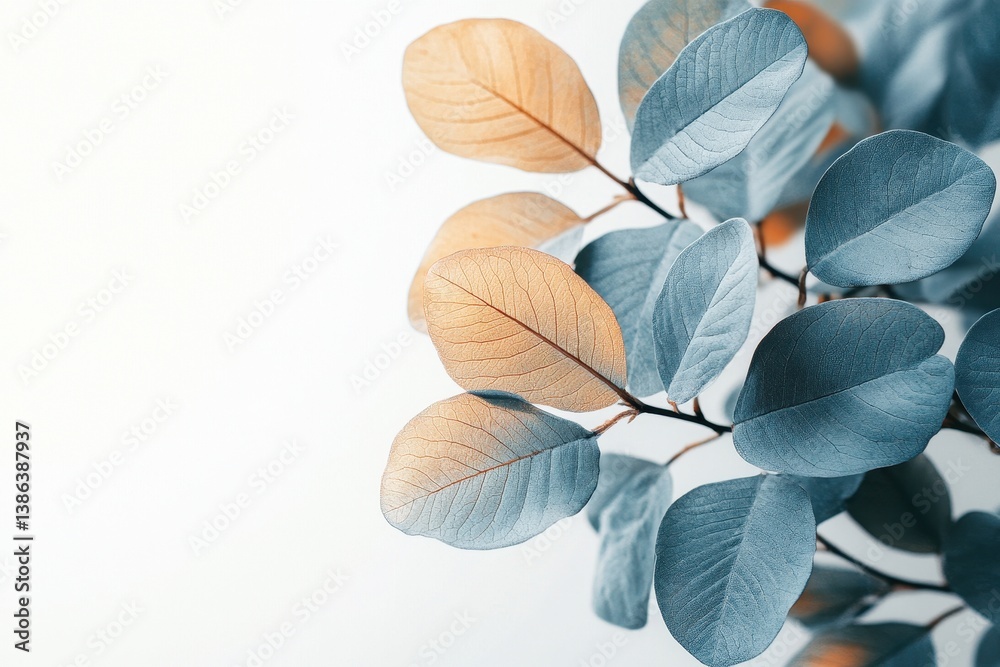 Poster delicate white leaf arrangement on a light background showcasing intricate details and soft shadows 