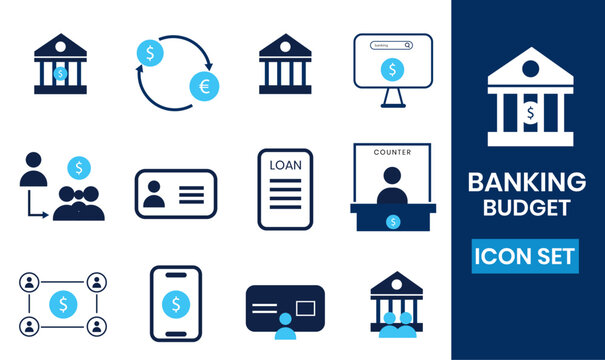 Budget & Banking Icon Set | Finance, Money, Account & Bank Icons | Flat Line Minimal Design