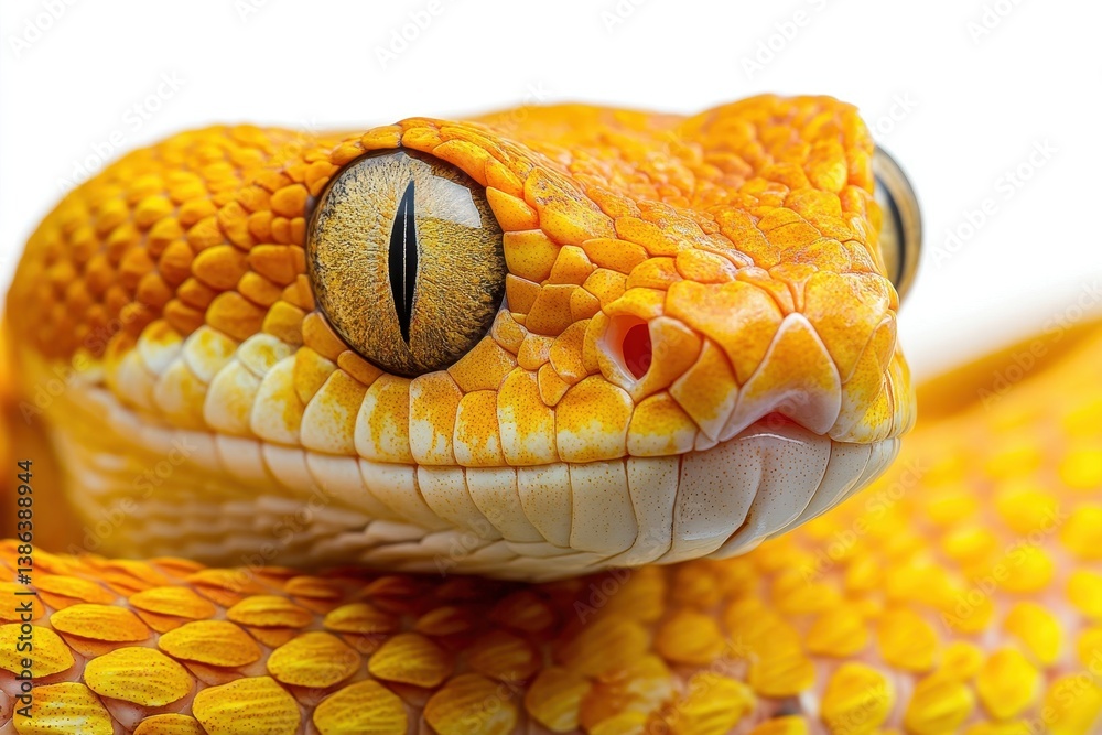 Poster Colorful green snake close-up display highlighting intricate patterns and design during natural light conditions