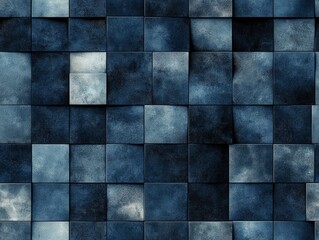 Abstract blue cube pattern, textured background. Geometric design, digital art tile pattern