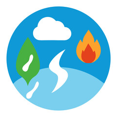 Obraz premium Four Elements Icon Nature Earth Fire Water Air Symbol Environment Illustration
