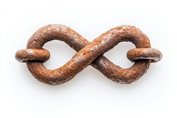 Fototapeta premium Infinity Symbol Formed by Rusted Metal Chain Isolated on White Background