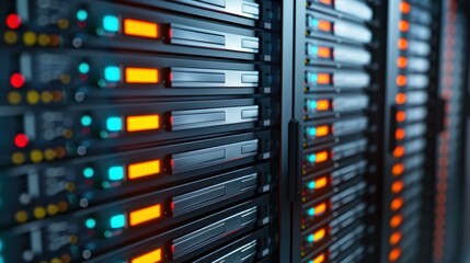 Naklejka premium Cuttingedge data servers for maximum performance in data centers with stability and optimal processing power.