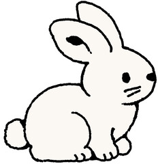 옆모습 토끼 손그림 일러스트 © titi.drawing