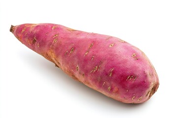 Fresh Sweet Potato Isolated on White Background Close-up Food Photography
