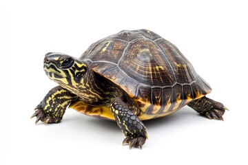 Fototapeta premium Turtle Standing on White Background Studio Shot Close-up