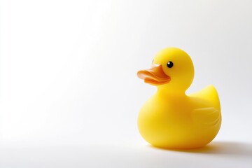 Yellow Rubber Duck Still Life Isolated on White Background for Design