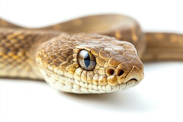 Obraz premium Close-up of Cuboan Racer Snake Head with Detailed Scales on White