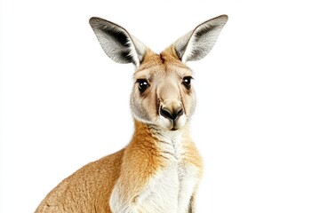 Obraz premium Close-up of a Curious Kangaroo Looking at the Camera Isolated on White