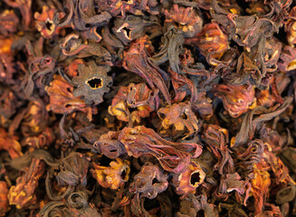 Organic dried nutmeg mace on the street market in Aswan Egypt