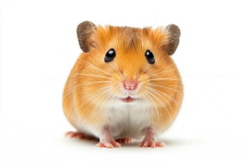 Cute Golden Hamster Portrait on White Background Adorable Pet Rodent