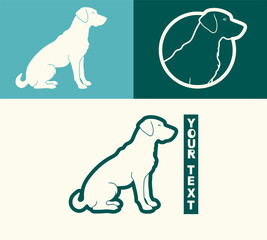 sitting dog icon with various design styles for logo purposes
