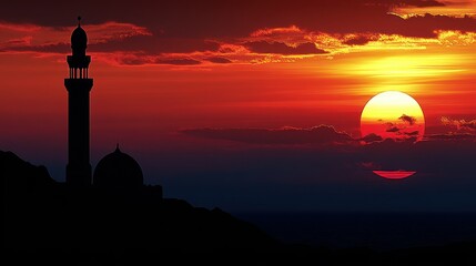 Sunset Silhouette of a Mosque