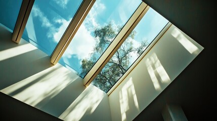 Obraz premium Skylight View: Nature's Light Illuminates Interior Space