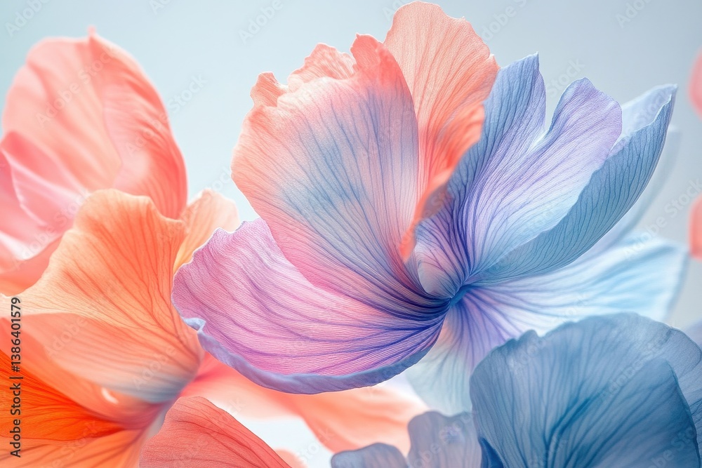 Aufkleber colorful blooms of freesia showcasing vibrant petals in soft pastel shades against a light backgroun