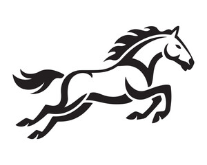 Obraz premium Bold Black and White Running Horse Silhouette