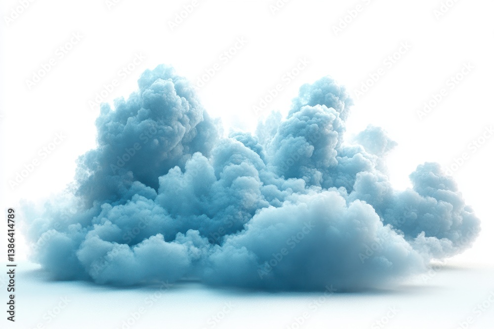 Poster fluffy blue clouds floating gracefully in a bright sky, capturing the essence of tranquility and bea