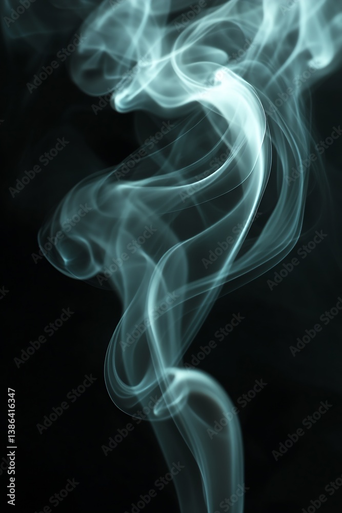 Poster Ethereal Smoke Swirls on a Dark Background Creating a Mystical Atmosphere : Generative AI