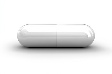 A sleek white capsule on a clean background representing health supplements and nutritional aids : Generative AI