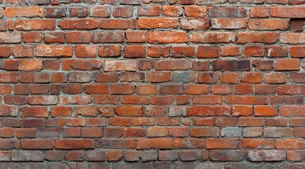 Fototapeta premium Aged red brick wall with textured surface and weathered appearance