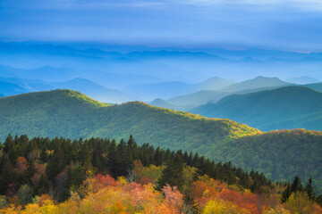Evening light over one of the Blue Ridge Mountain overlooks