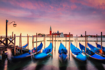 Gondolas on the Grand Canal at Dawn