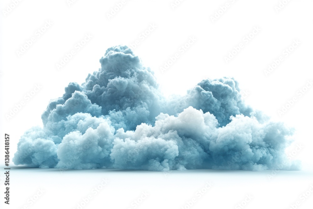 Poster fluffy blue clouds floating gracefully in a bright sky, capturing the essence of tranquility and bea