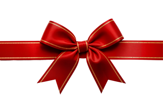 red ribbon and bow with gold isolated against transparent background kırmızı kurdela kurdale kurdele
