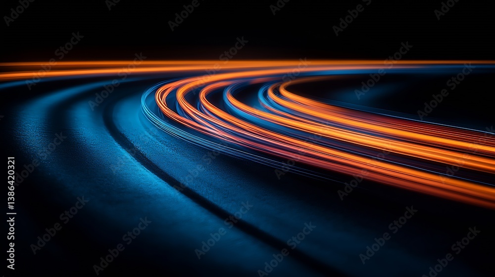Aufkleber captivating light trails in motion on a dark surface showcasing vibrant colors : generative ai