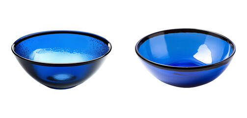 Blue mockup bowl, plain dish isolated on transparent background