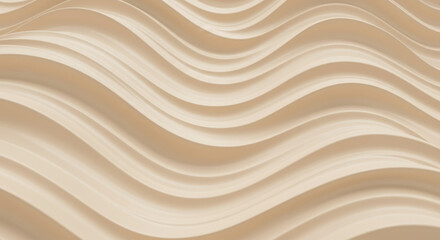 Fototapeta premium Abstract_beige_wave_pattern_3d_render_soft_diffused_light_elegant_modern_background