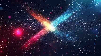 Cosmic energy streams clashing, nebula background, digital art, website header