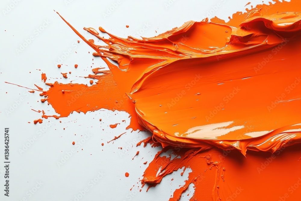Leinwandbilder bright orange paint smeared across a white canvas creating an abstract pattern during an artistic en