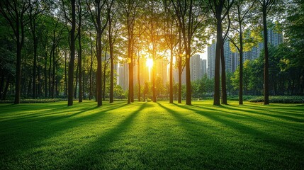 Urban Oasis: Sunset Serenity in a City Park